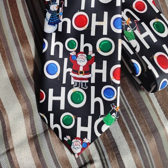 ❤️YULE TIE GREETINGS HALLMARK Here Comes Santa HO HO HO Christmas Necktie Tie - Picture 2 of 7